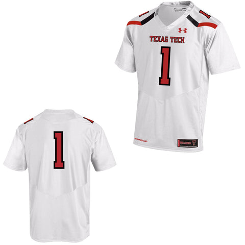 Shop Texas Tech Red Raiders Under Armour White #1 Sideline Replica Football Jersey - Sporting Up