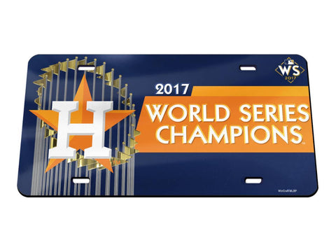 Houston Astros 2017 World Series Champions Crystal Mirror License Plate Cover - Sporting Up