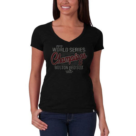 Boston Red Sox 47 Brand Womens Scrum 2013 World Series Champs Black T-Shirt - Sporting Up
