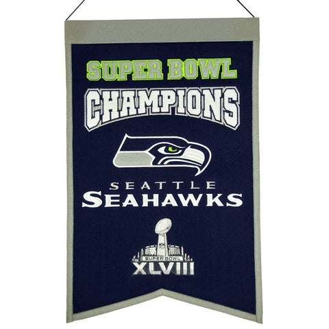 Seattle Seahawks NFL Super Bowl Champions Wool Banner (14" x 22") - Sporting Up