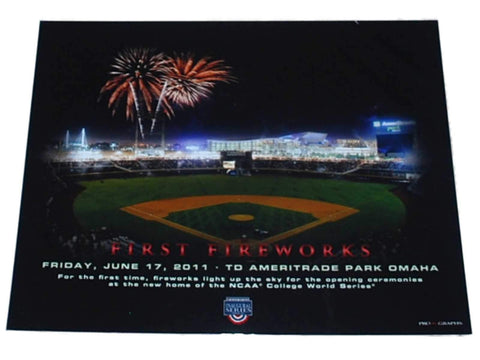 College World Series Omaha First Fireworks TD Ameritrade Park Print 16"x20" - Sporting Up