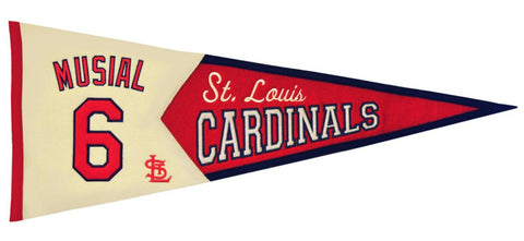 Shop St. Louis Cardinals Winning Streak Stan Musial #6 Legends Wool Pennant - Sporting Up