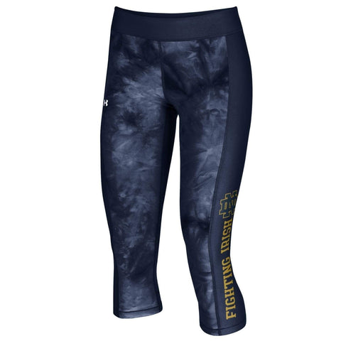 Shop Notre Dame Fighting Irish Under Armour Women Navy Compression Crop Leggings - Sporting Up