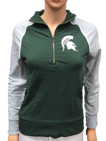 Michigan State Spartans GG Women Green Fitted 1/4 Zip Pullover Jacket - Sporting Up