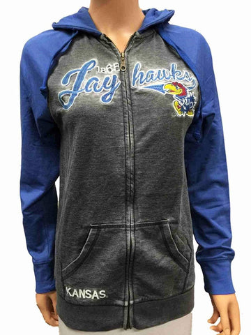 Kansas Jayhawks Glitter Gear Women Lightweight Full-Zip Soft Fleece Jacket - Sporting Up