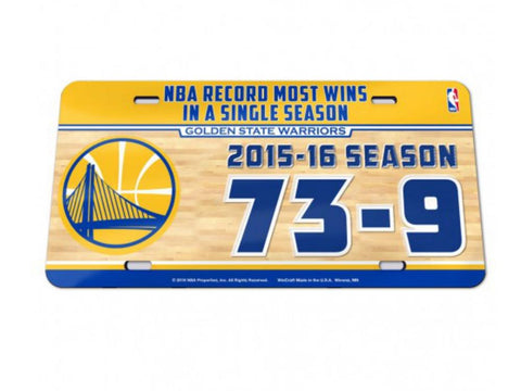 Golden State Warriors 2016  Most Wins 73-9 Crystal Mirror License Plate - Sporting Up