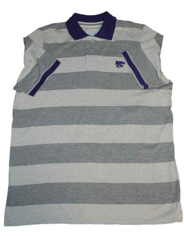 Kansas State Wildcats Antigua Dark Light Gray Striped Golf Polo T-Shirt (L) - Sporting Up
