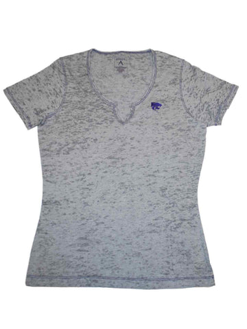 Kansas State Wildcats Antigua Women Gray Burnout V-Neck T-Shirt (M) - Sporting Up