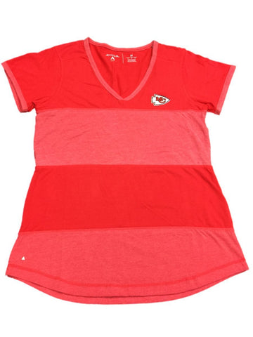 Kansas City Chiefs NFL Antigua WOMEN Red Striped Short Sleeve V-Neck T-Shirt (M) - Sporting Up
