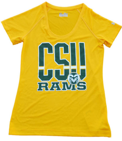 Colorado State Rams Under Armour Women Gold HeatGear Semi-Fitted T-Shirt (S) - Sporting Up
