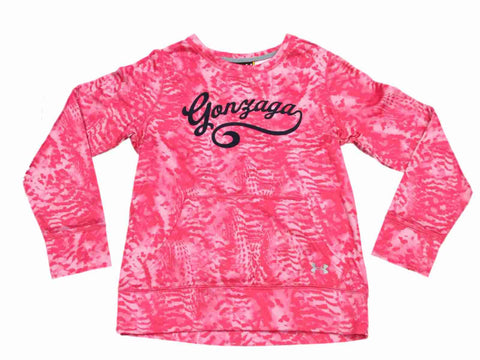 Shop Gonzaga Bulldogs Under Armour YOUTH Girls Pink HeatGear Pullover Sweatshirt (M) - Sporting Up