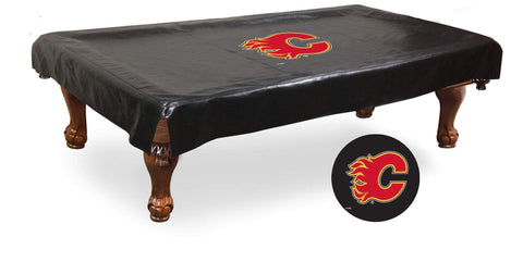 Calgary Flames HBS Black Vinyl Billiard Pool Table Cover - Sporting Up
