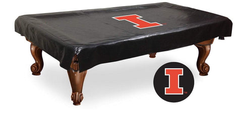 Illinois Fighting Illini HBS Black Vinyl Billiard Pool Table Cover - Sporting Up