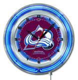Colorado Avalanche HBS Neon Blue Hockey Battery Powered Wall Clock (19") - Sporting Up