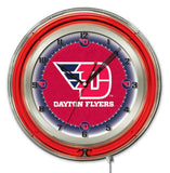 Dayton Flyers HBS Neon Red College Battery Powered Wall Clock (19") - Sporting Up