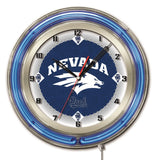 Nevada Wolfpack HBS Neon Blue College Battery Powered Wall Clock (19") - Sporting Up