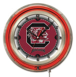 South Carolina Gamecocks HBS Neon Red College Battery Powered Wall Clock (19") - Sporting Up