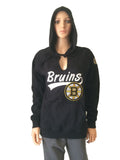 Boston Bruins SAAG WOMENS Black LS V-Neck Pullover Hoodie Sweatshirt (M) - Sporting Up