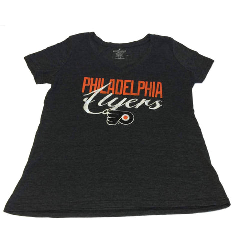 Philadelphia Flyers SAAG WOMENS Charcoal Gray SS Burnout V-Neck T-Shirt (XL) - Sporting Up