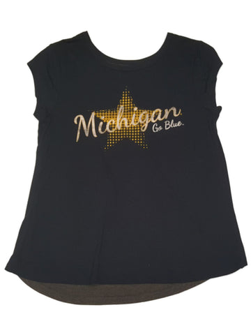 Michigan Wolverines Colosseum WOMENS Navy Capped Sleeve Scoop Neck T-Shirt (M) - Sporting Up