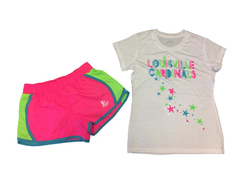 Louisville Cardinals Colosseum GIRLS Neon SS T-Shirt & Athletic Shorts Set (M) - Sporting Up