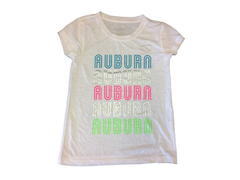 Auburn Tigers Colosseum GIRLS White Burnout Neon Logo SS Crew Neck T-Shirt (M) - Sporting Up