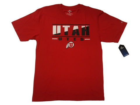 Utah Utes Colosseum Red with Black & White Logos Short Sleeve Crew T-Shirt (L) - Sporting Up
