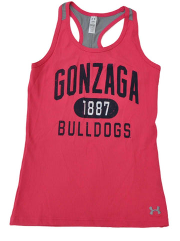 Shop Gonzaga Bulldogs Under Armour Youth Pink Navy Logo Fitted Heat Gear Tank Top (M) - Sporting Up