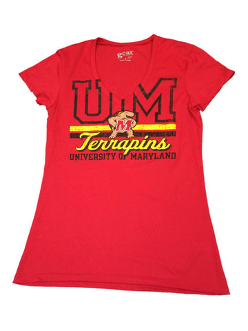 Shop Maryland Terrapins Gear for Sports Women's Red Short Sleeve V-Neck T-Shirt (M) - Sporting Up