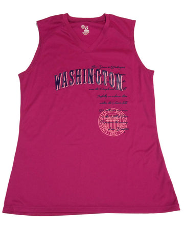 Shop Washington Huskies WOMENS Magenta Sleeveless V-Neck Bro Tank Style Tank Top (M) - Sporting Up