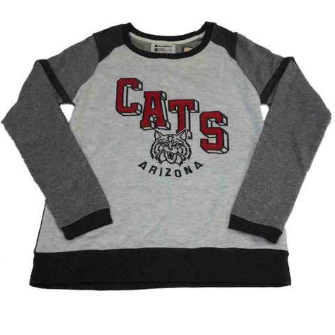 Arizona Wildcats Champion Tri-Toned Gray WOMENS LS Pullover Sweatshirt (M) - Sporting Up