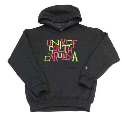 Shop South Carolina Gamecocks GIRLS Charcoal Gray Neon Logo LS Hoodie Sweatshirt (M) - Sporting Up