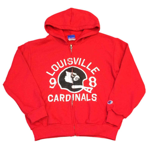 Louisville Cardinals Football Champion YOUH Red LS Full Zip Hooded Jacket (M) - Sporting Up