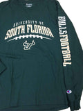 South Florida Bulls Football Champion Green LS "Bulls Football" Crew T-Shirt (L) - Sporting Up