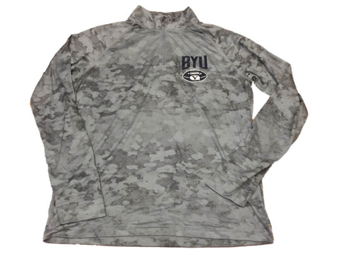 BYU Cougars Football Under Armour Loose Gray Camo Style LS 1/4 Zip Pullover (L) - Sporting Up