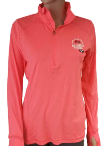 BYU Cougars Champion WOMENS Neon Coral LS Lightweight 1/4 Zip Pullover (M) - Sporting Up