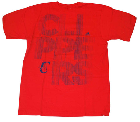Los Angeles Clippers Adidas Red Faded Scribbled Logo 100% Cotton T-Shirt (L) - Sporting Up