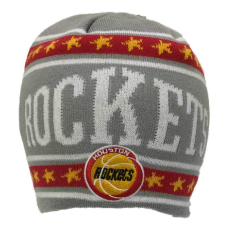 Houston Rockets Adidas Light Gray Star Stripe Design Knit Beanie Hat Cap - Sporting Up