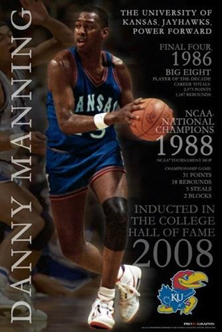 Kansas Jayhawks Limited Edition Tribute to Danny Manning Poster Print 24 x 36 - Sporting Up