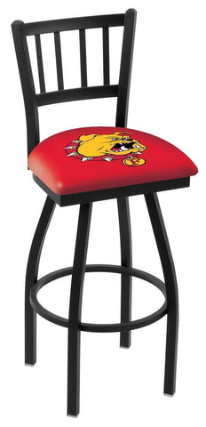 Ferris State Bulldogs HBS Red "Jail" Back High Top Swivel Bar Stool Seat Chair - Sporting Up