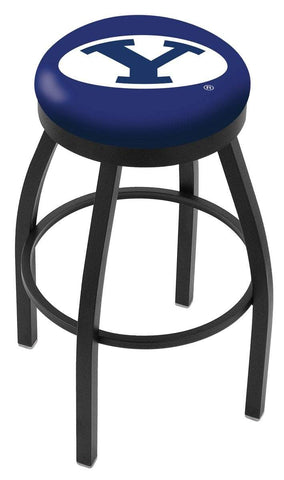 BYU Cougars HBS Black Swivel Bar Stool with Blue Cushion - Sporting Up