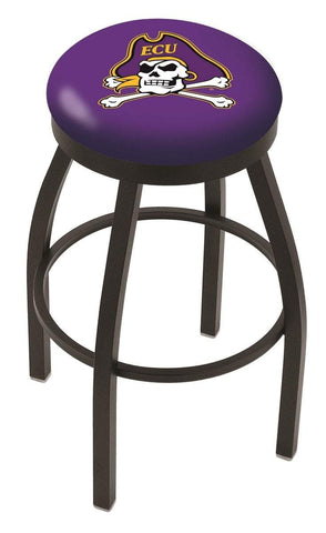 East Carolina Pirates HBS Black Swivel Bar Stool with Purple Cushion - Sporting Up
