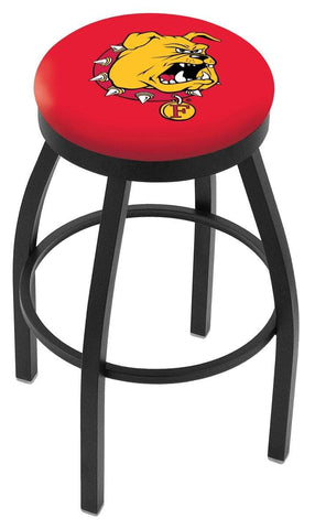 Shop Ferris State Bulldogs HBS Black Swivel Bar Stool with Red Cushion - Sporting Up