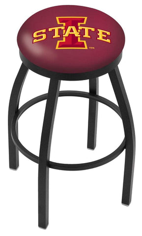 Iowa State Cyclones HBS Black Swivel Bar Stool with Cardinal Red Cushion - Sporting Up
