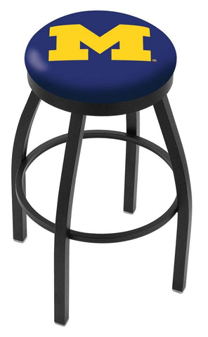 Michigan Wolverines HBS Black Swivel Bar Stool with Blue Cushion - Sporting Up