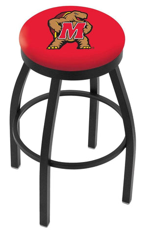 Maryland Terrapins HBS Black Swivel Bar Stool with Red Cushion - Sporting Up