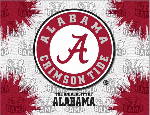 Alabama Crimson Tide HBS Gray Red "A" Script Wall Canvas Art Picture Print - Sporting Up