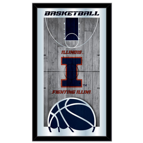 Illinois Fighting Illini HBS Basketball Framed Hang Glass Wall Mirror (26"x15") - Sporting Up