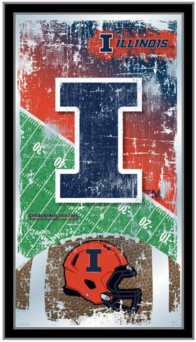 Illinois Fighting Illini HBS Football Framed Hanging Glass Wall Mirror (26"x15") - Sporting Up