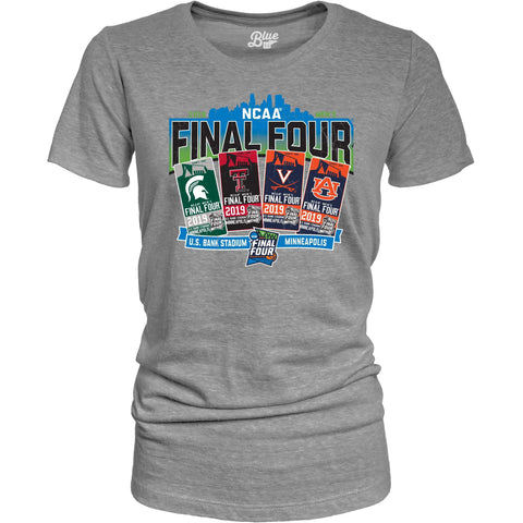 Shop 2019 NCAA Final Four Team Logos March Madness Minneapolis WOMEN Ticket T-Shirt - Sporting Up